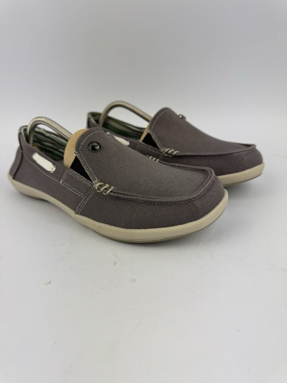Walk Hero Womens 11 Gray Plantar Fasciitis Canvas Walking Casual Boat Loafers